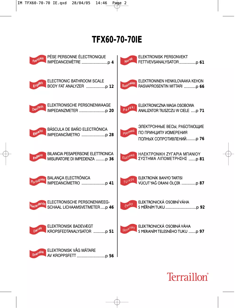Page n°1 - Manuel utilisateur Terraillon TFX 70