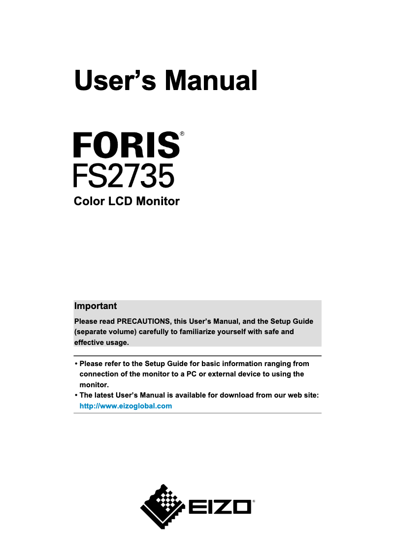 Page 1 de la notice Manuel utilisateur Eizo FORIS FS2735