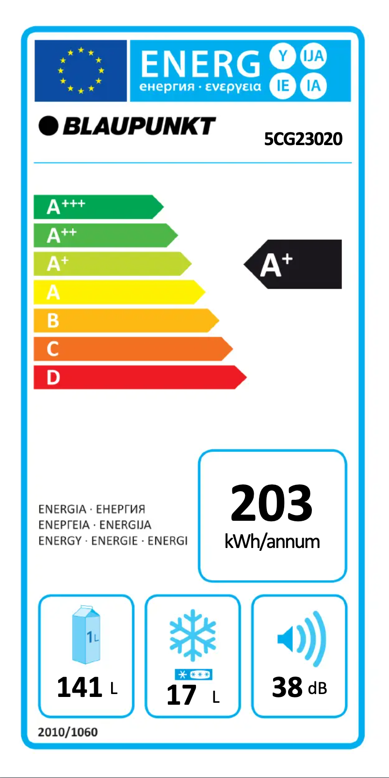 Page n°1 - Label énergétique Blaupunkt 5CG 23020