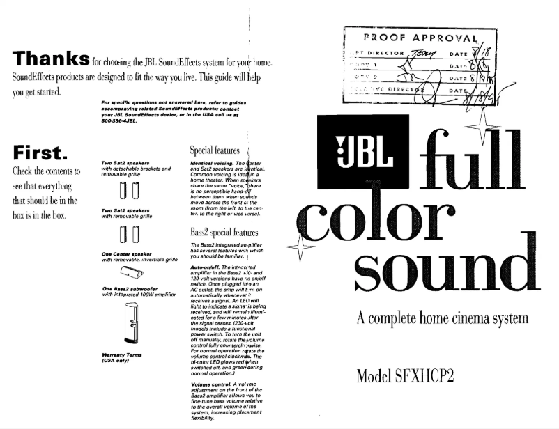 Page 1 de la notice Manuel utilisateur JBL SFXHCP2