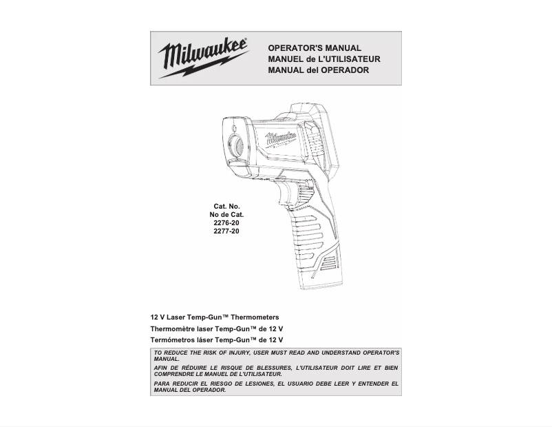 Page n°1 - Manuel utilisateur Milwaukee 2277-20