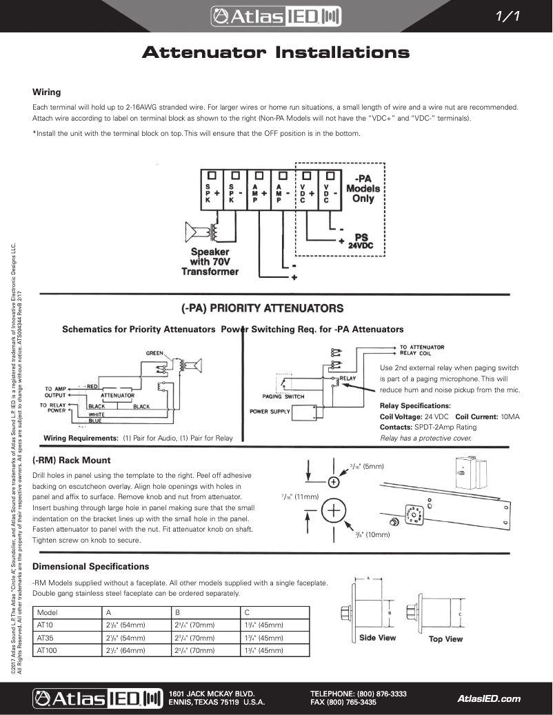 Page 1 de la notice Manuel utilisateur Atlas AT100-RM