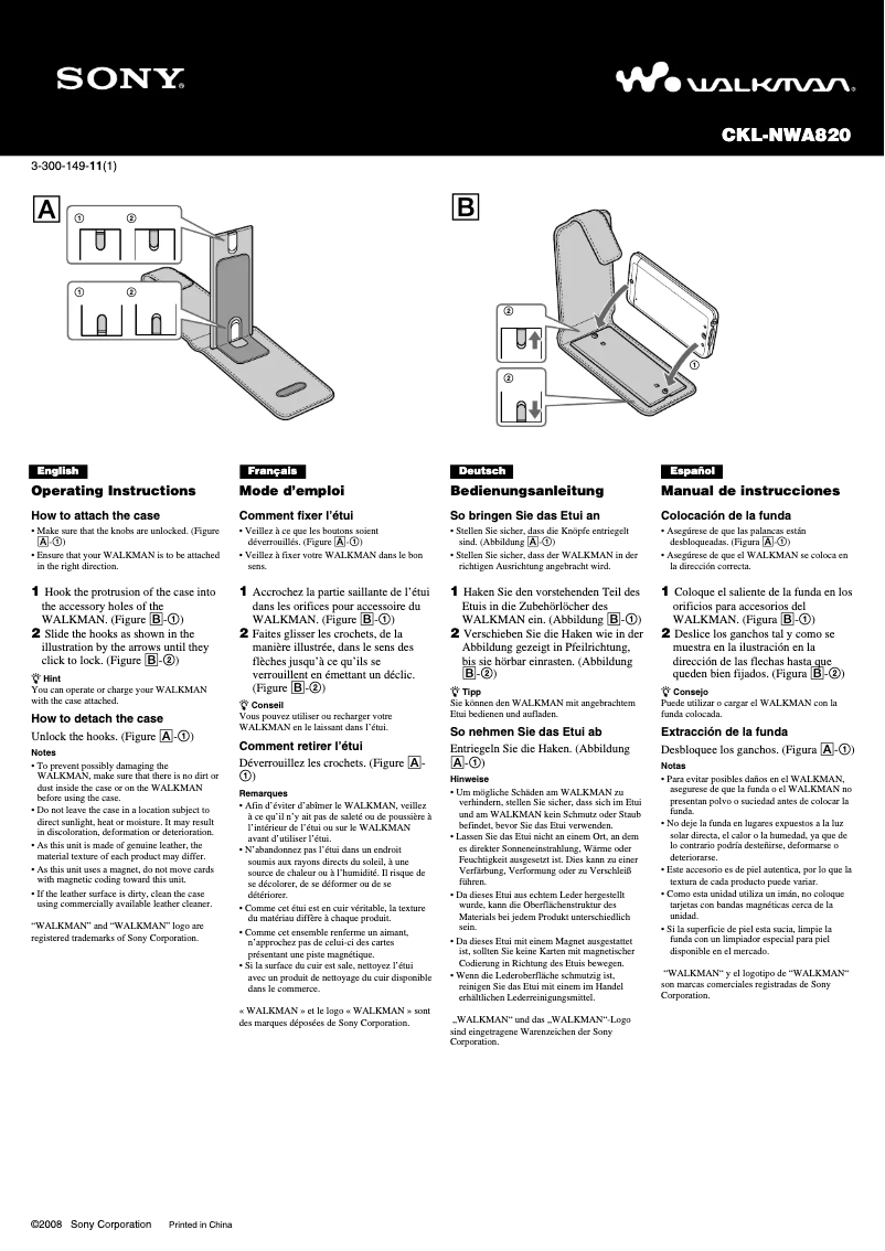 Página 1 del manual Manual de usuario Sony CKL-NWA820