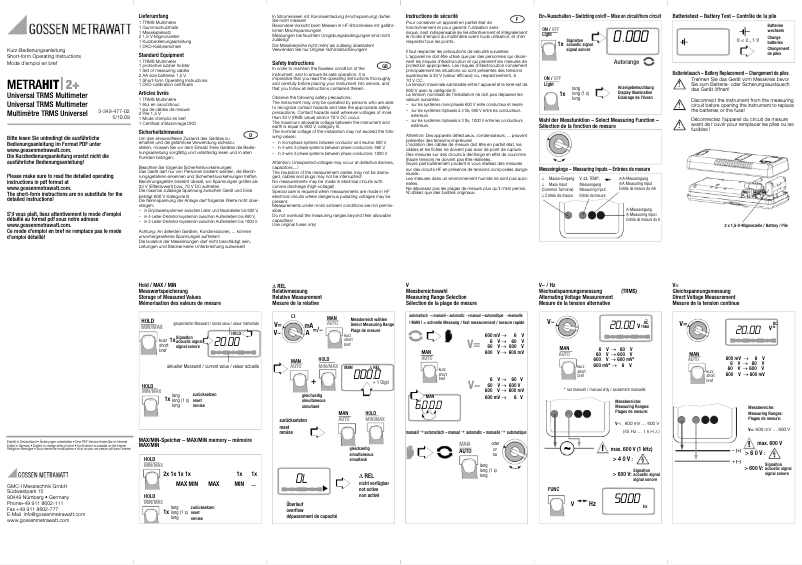 Página 1 del manual Manual de usuario Gossen Metrawatt Metrahit 2+