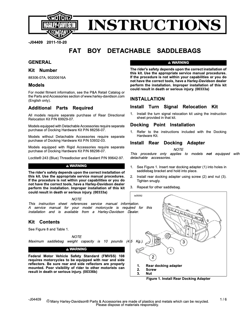 Página 1 del manual Manual de usuario Harley-Davidson J04409 (2011)
