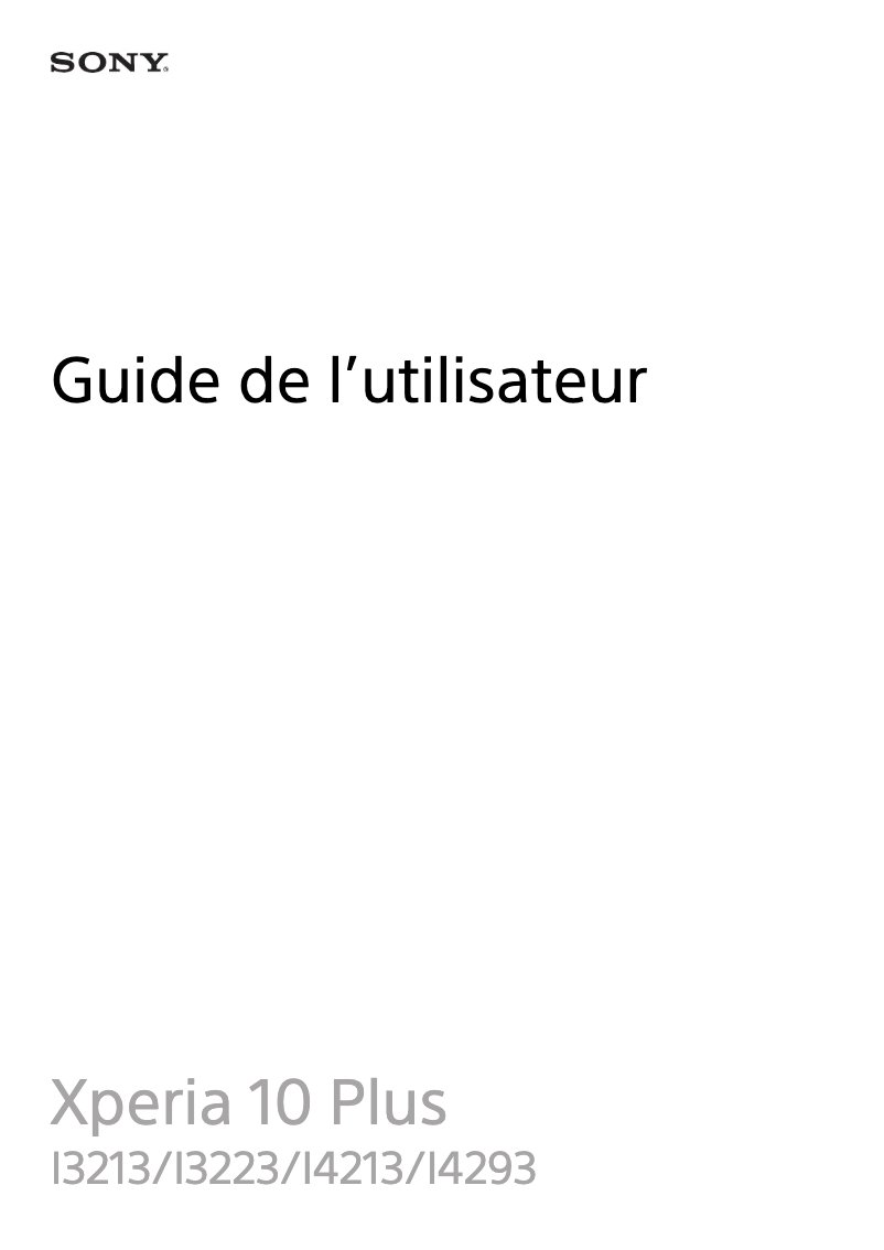 Page 1 de la notice Manuel utilisateur Sony Ericsson Xperia 10 Plus