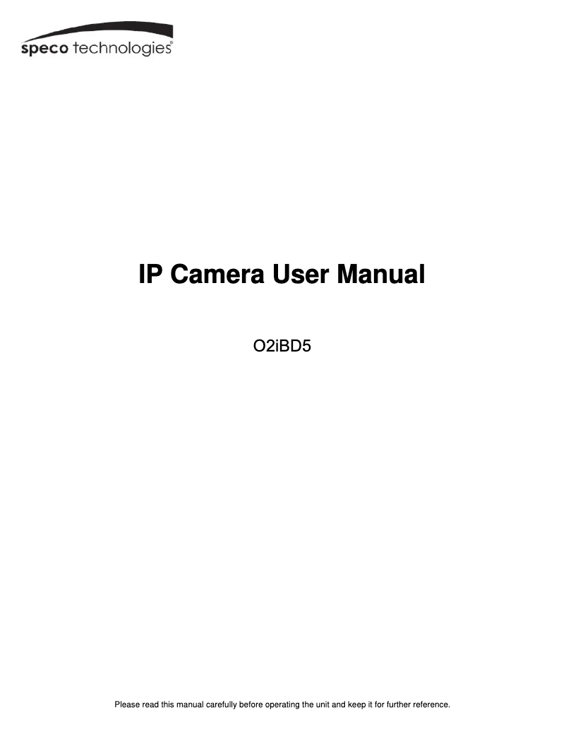 Page 1 de la notice Manuel utilisateur Speco Technologies O2iBD5