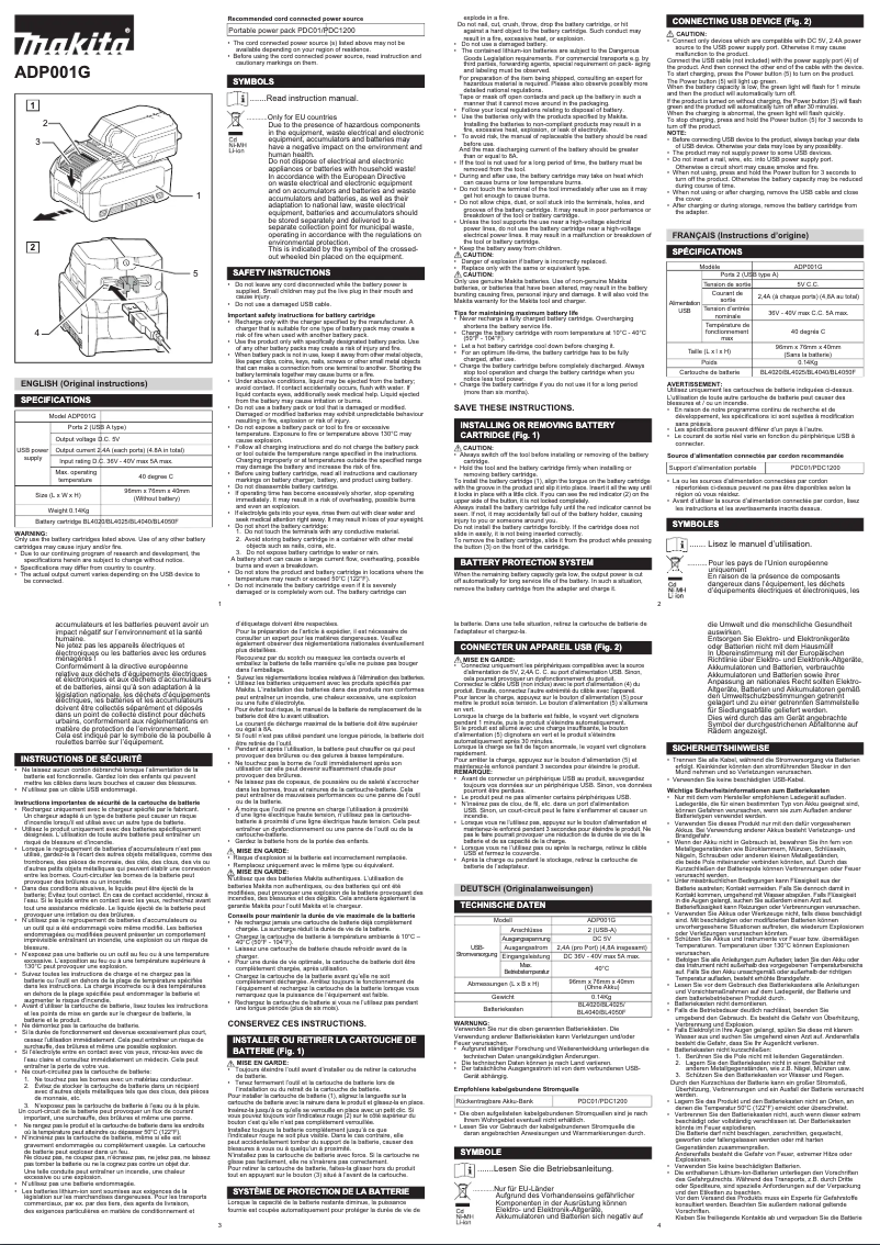 Image de la première page du manuel de l'appareil ADP001G