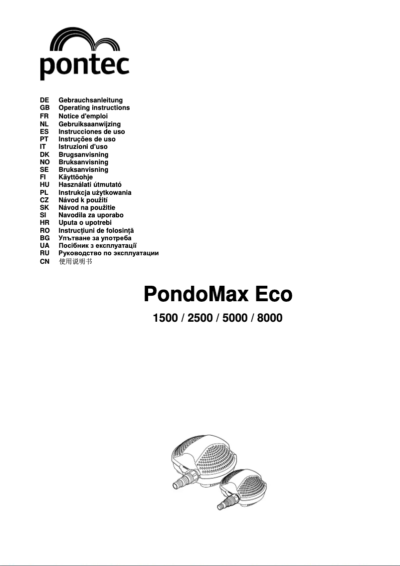 Page 1 de la notice Manuel utilisateur Pontec PondoMax Eco 5000