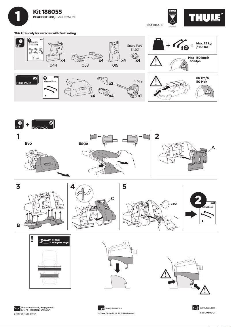 Page 1 de la notice Manuel utilisateur Thule Kit 186055