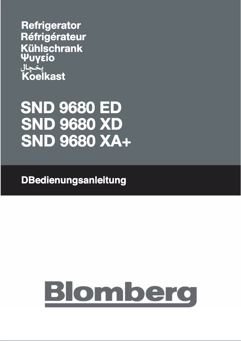 Page n°1 - Manuel utilisateur Blomberg SND 9680 XA