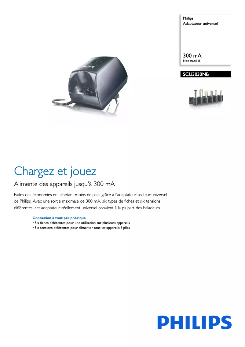 Page n°1 - Fiche technique Philips SCU3030NB