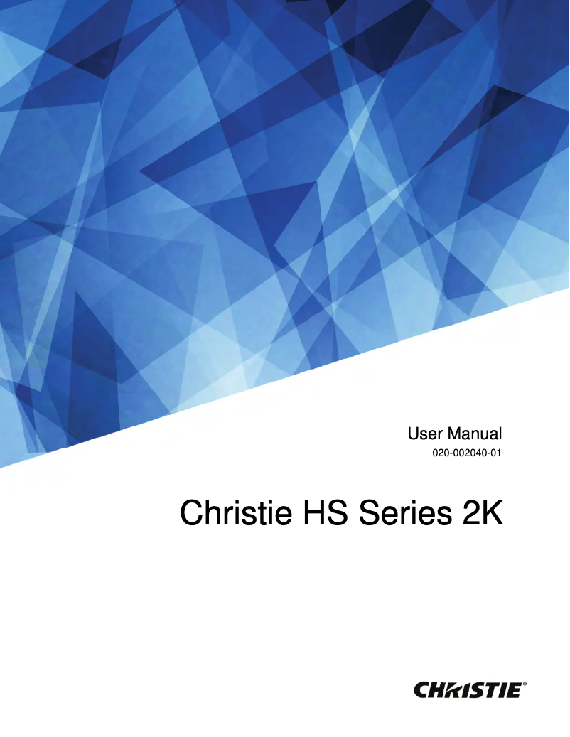 Page n°1 - Manuel utilisateur Christie DWU15-HS