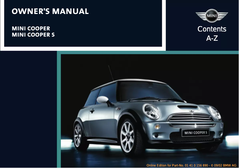 Page 1 de la notice Manuel utilisateur Mini Cooper (2002)