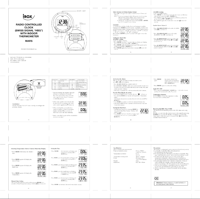 Page 1 de la notice Manuel utilisateur Irox MARS