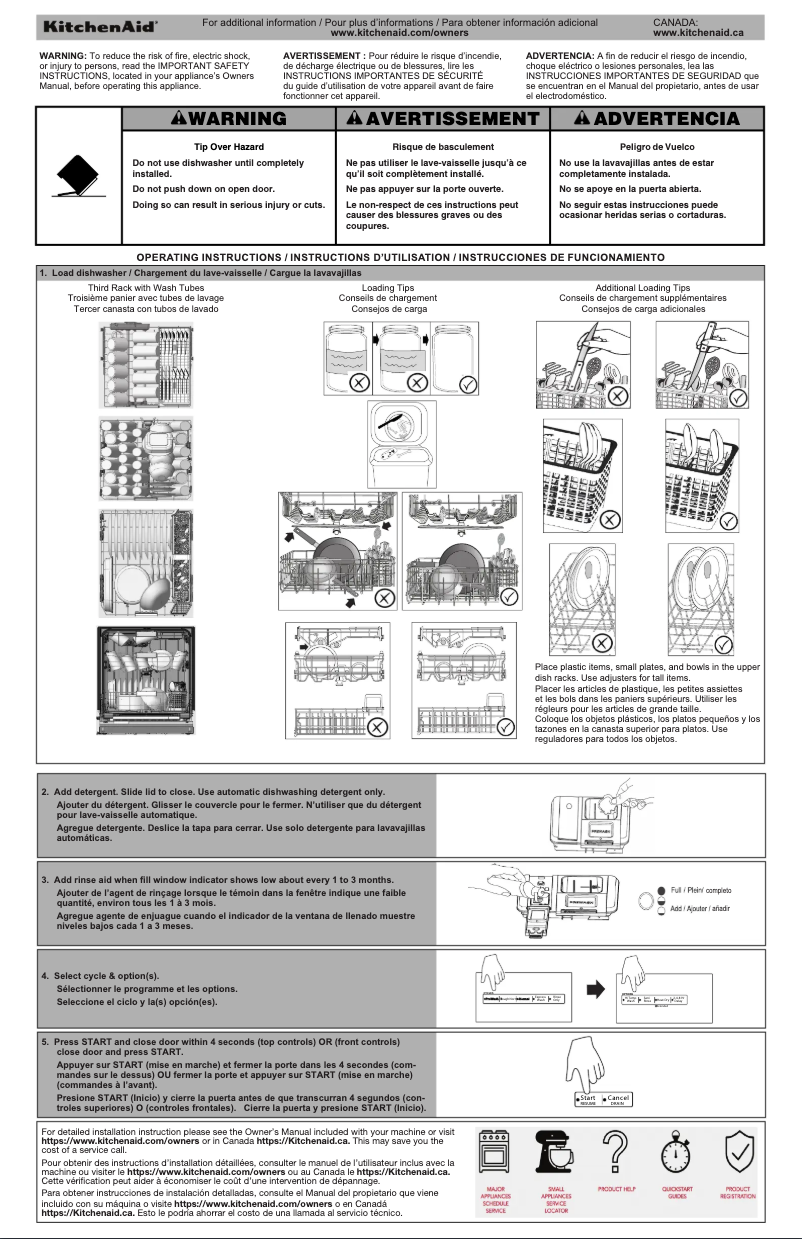 Page 1 de la notice Instructions / montage KitchenAid KDPM704KPS