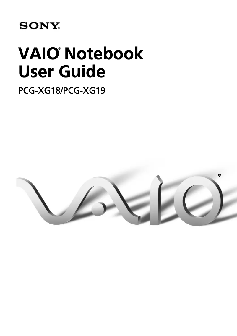 Page 1 de la notice Manuel utilisateur Sony Vaio PCG-XG19