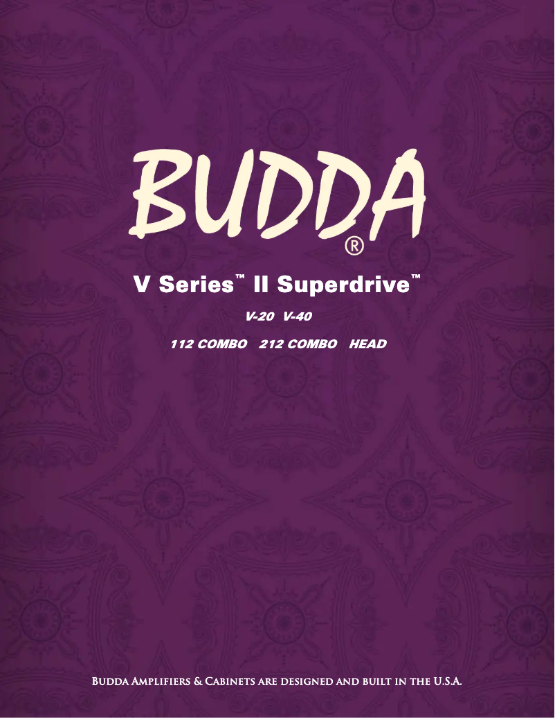 Page n°1 - Manuel utilisateur Budda Superdrive V-20