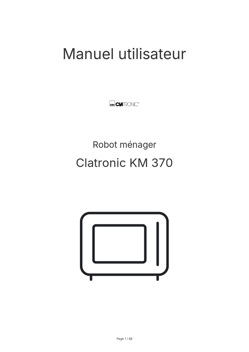 Page n°1 - Manuel utilisateur Clatronic KM 370
