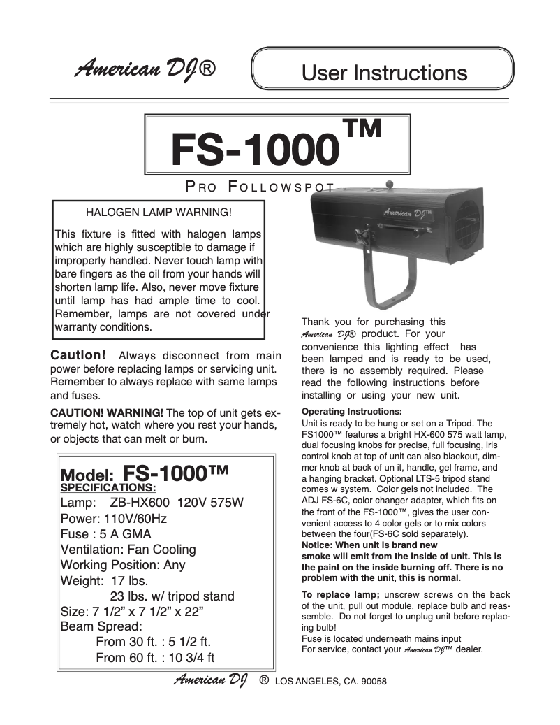Image de la première page du manuel de l'appareil FS-1000