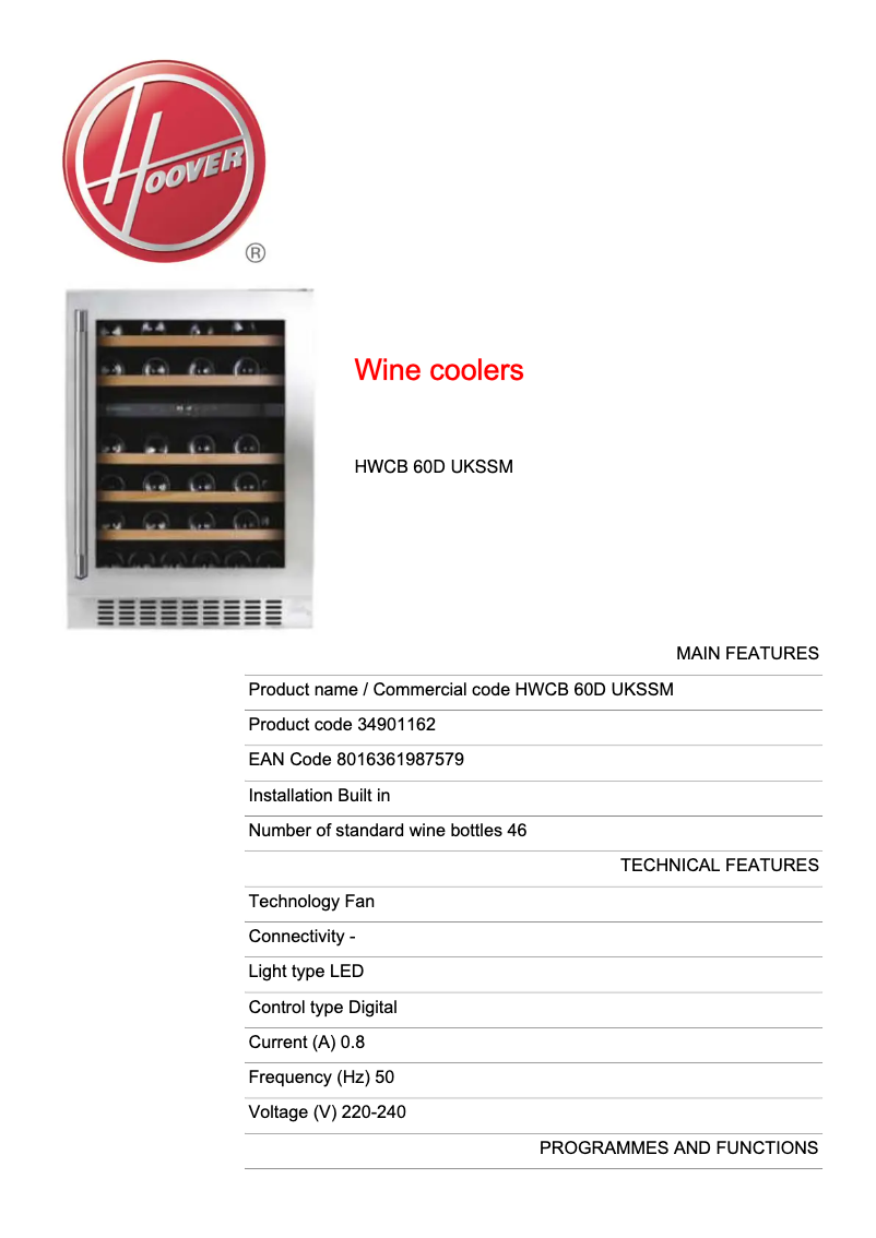 Image de la première page du manuel de l'appareil HWCB 60D UKSSM