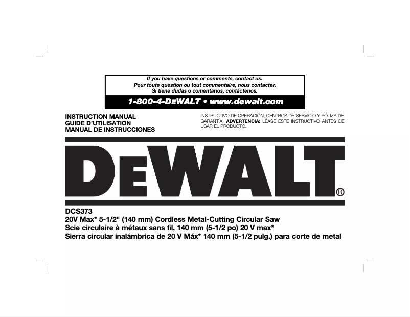 Página 1 del manual Manual de usuario DeWalt DCS373