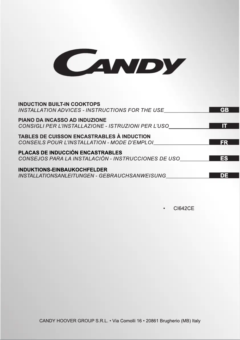 Page 1 de la notice Manuel utilisateur Candy CI642CE