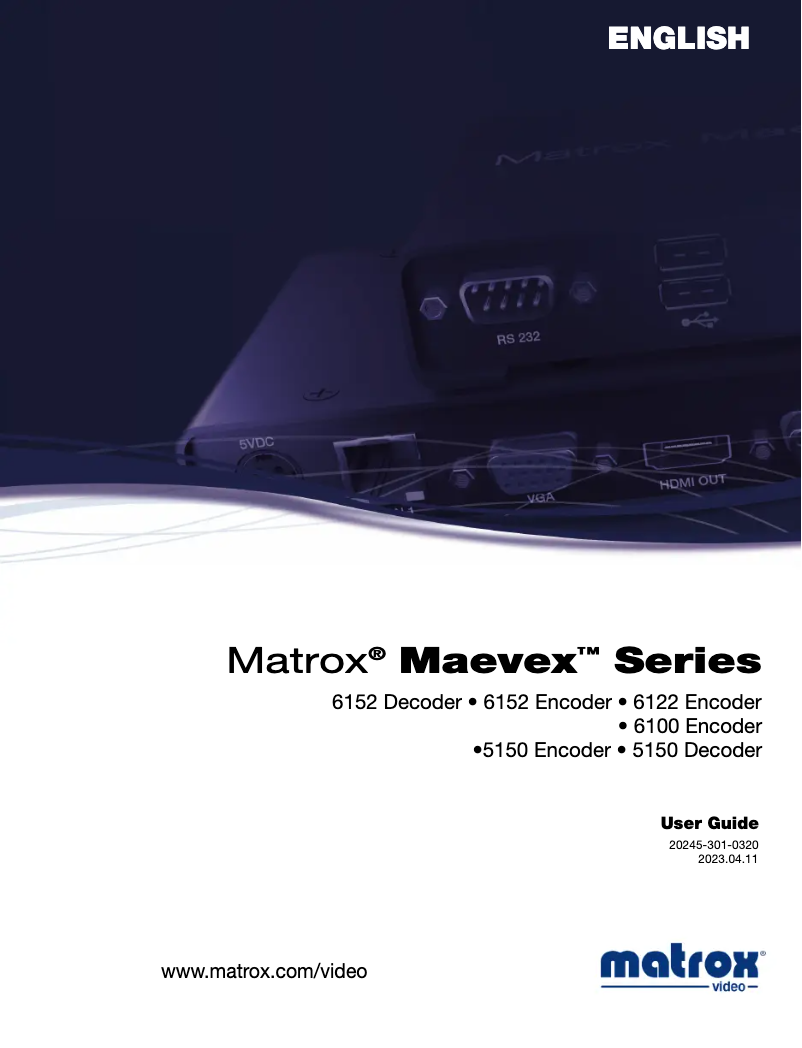 Page n°1 - Manuel utilisateur Matrox Maevex 5150 Encoder/Decoder Bundle