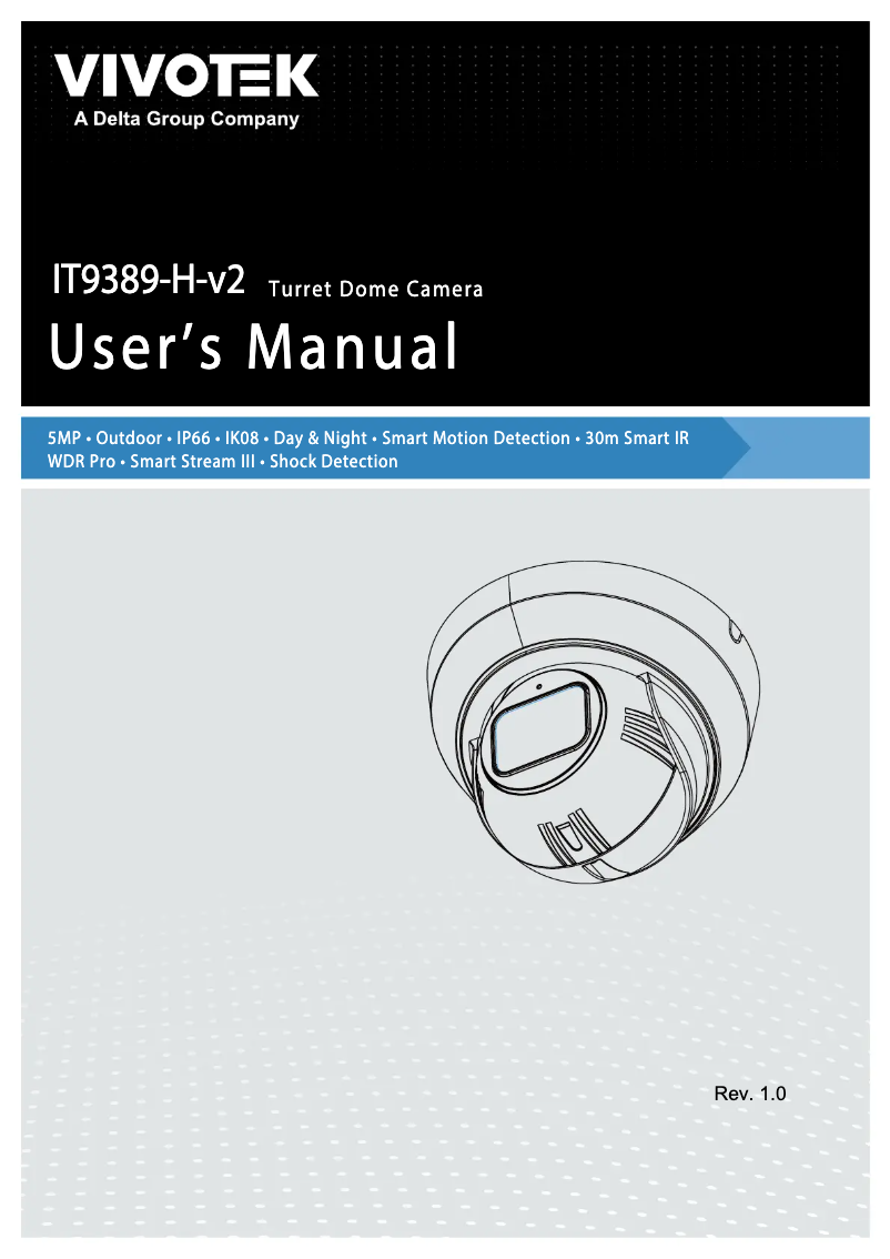 Image de la première page du manuel de l'appareil Turret Dome IT9389-H