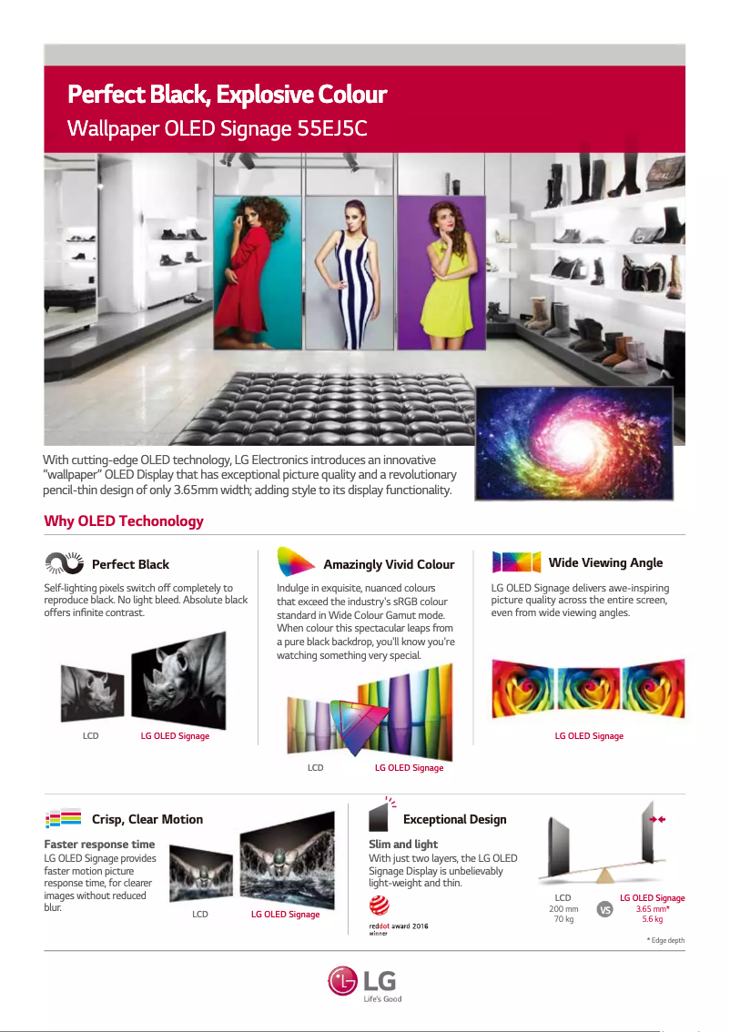 Página 1 del manual Ficha técnica LG 55EJ5C