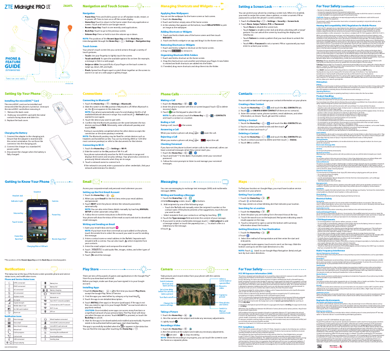 Page 1 de la notice Manuel utilisateur ZTE Midnight Pro LTE
