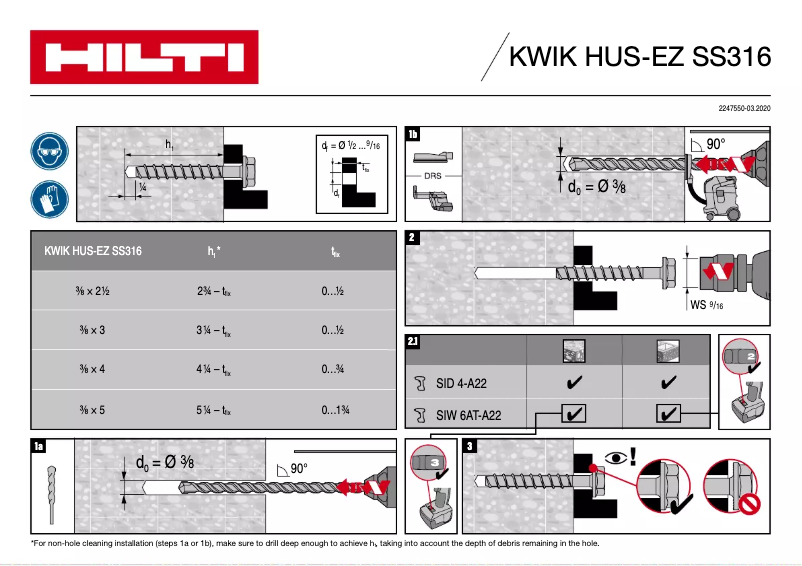 Página 1 del manual Manual de usuario Hilti KH-EZ SS316