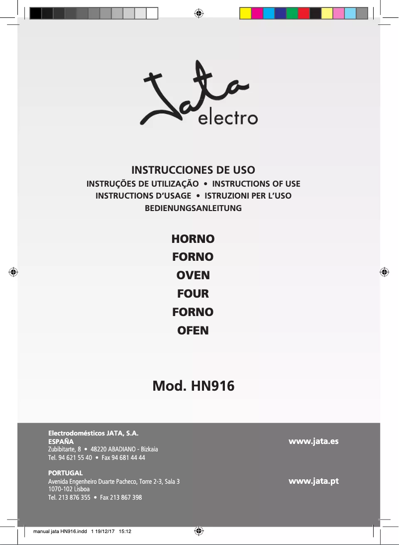 Page 1 de la notice Manuel utilisateur Jata HN916