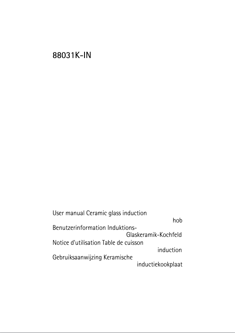 Page n°1 - Manuel utilisateur AEG-Electrolux 88031 KIN