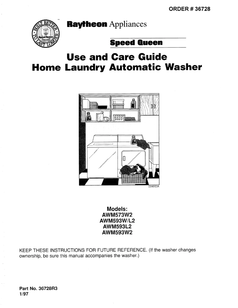 Página 1 del manual Manual de usuario Speed Queen AWM593W2
