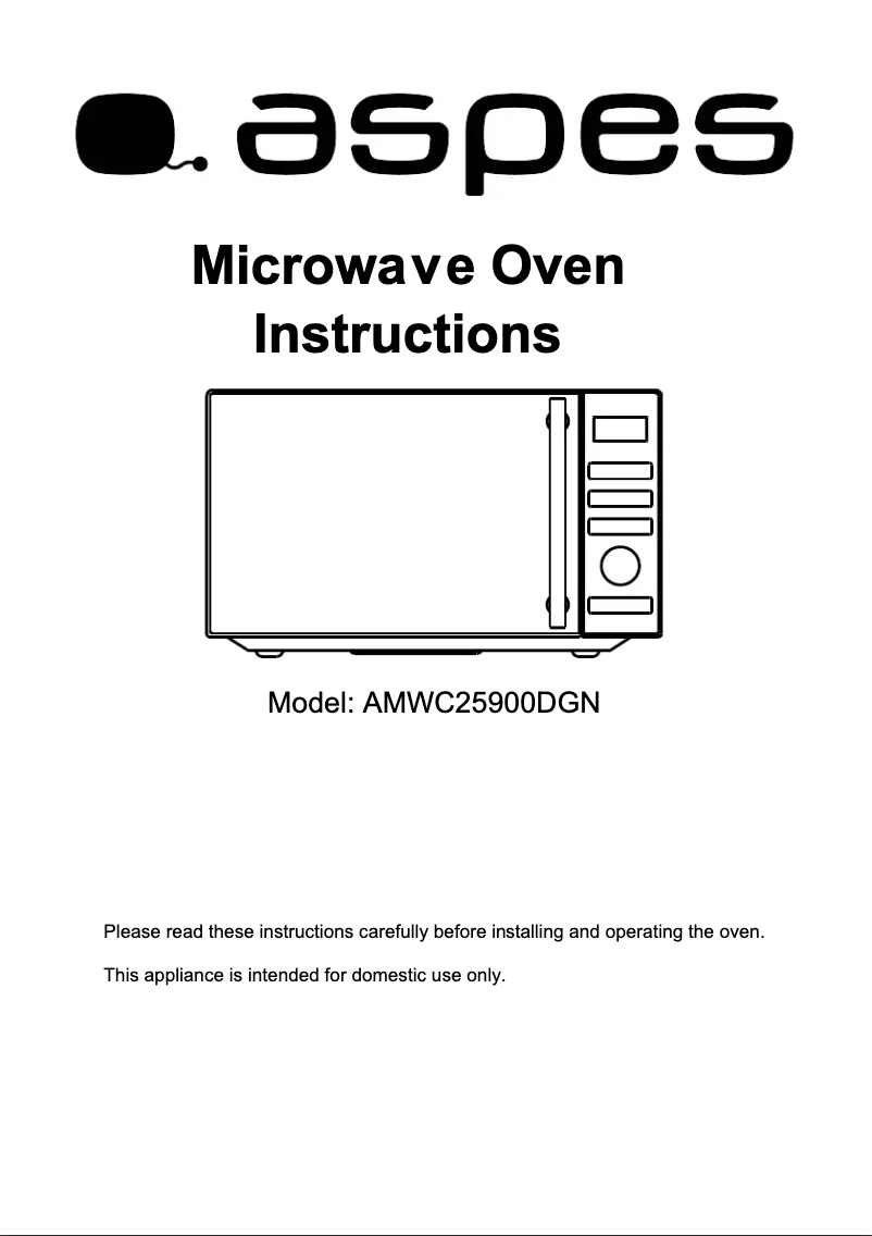 Page 1 de la notice Manuel utilisateur Aspes AMWC25900DGN