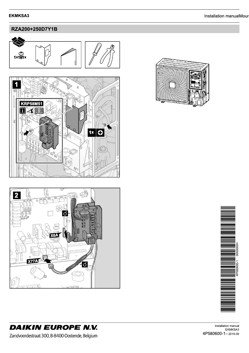 Image de la première page du manuel de l'appareil EKMKSA3