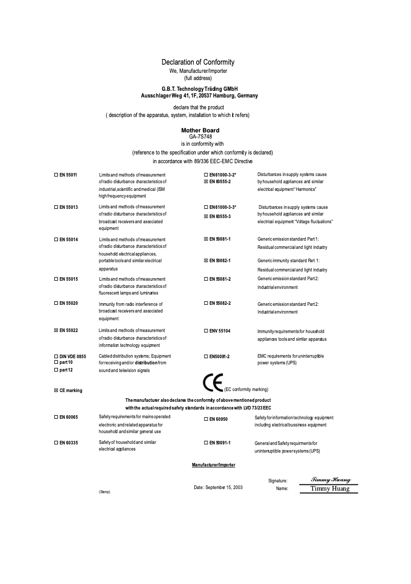 Image de la première page du manuel de l'appareil GA-7S748-L