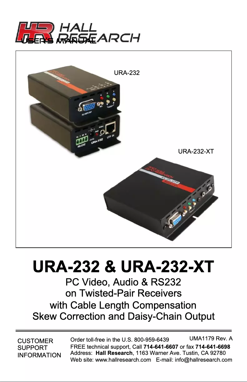 Page n°1 - Manuel utilisateur Hall Research URA-232