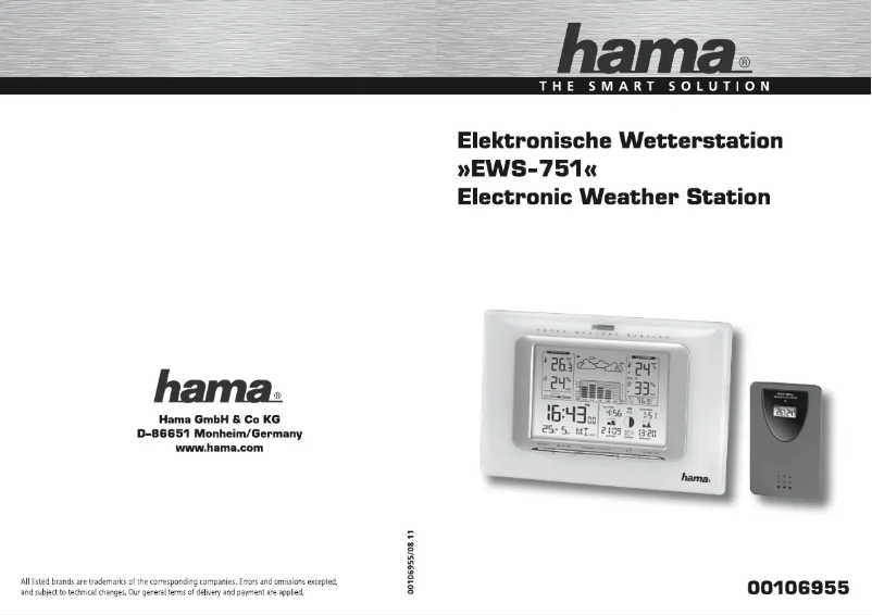 Page 1 de la notice Manuel utilisateur Hama EWS-751