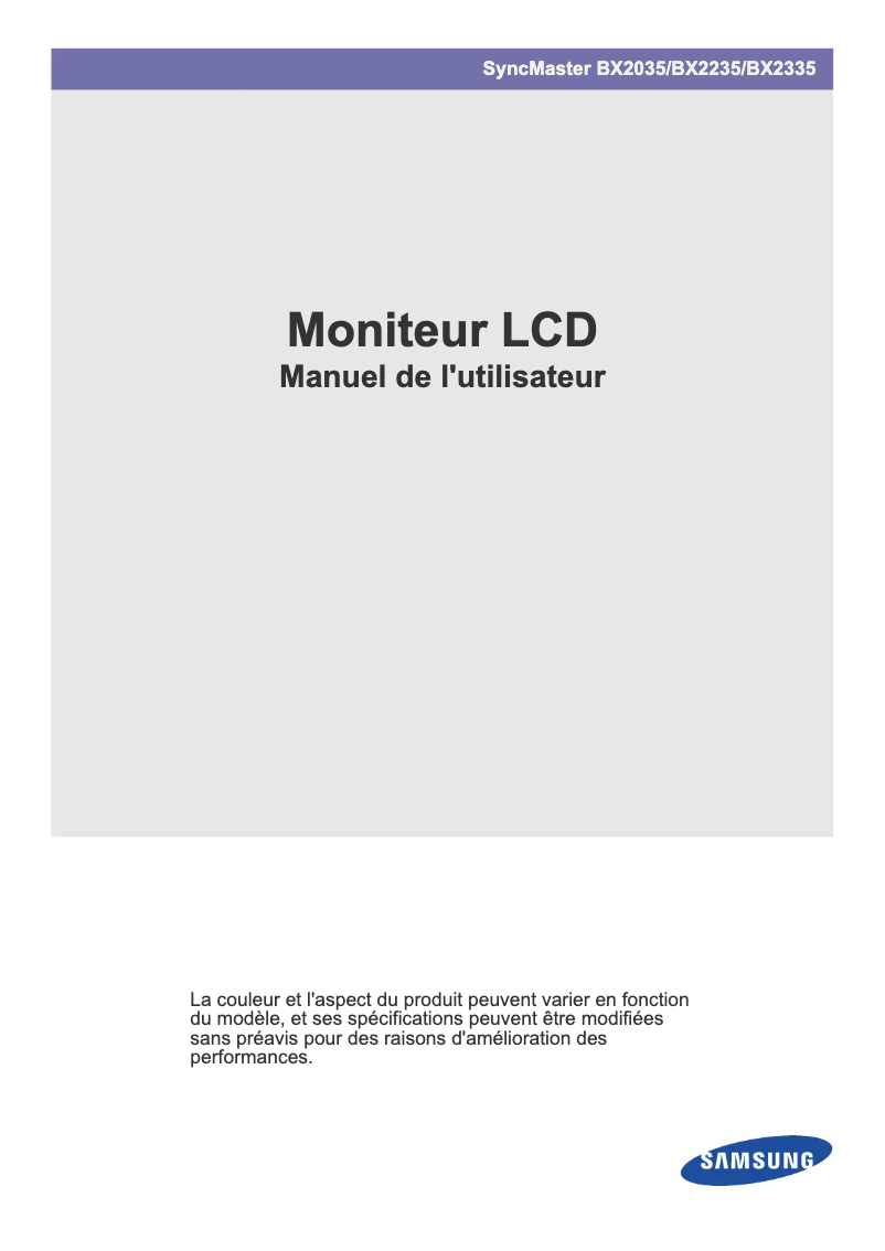 Page 1 de la notice Manuel utilisateur Samsung BX2035