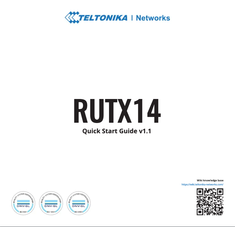 Página 1 del manual Guía de inicio rápido Teltonika RUTX14