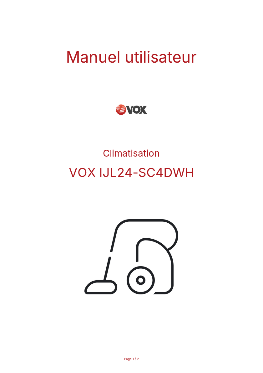 Page n°1 - Manuel utilisateur VOX IJL24-SC4DWH