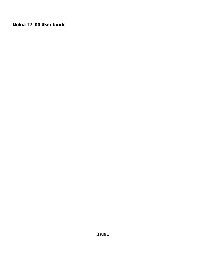 Página 1 del manual Manual de usuario Nokia T7