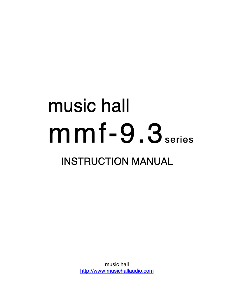 Page 1 de la notice Manuel utilisateur Music Hall MMF-9.3 SE