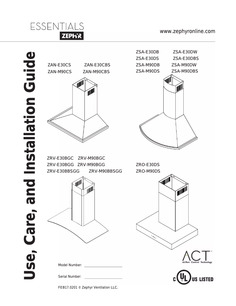 Page 1 de la notice Manuel d'utilisation et d'entretien Zephyr ZRV-E30BGC
