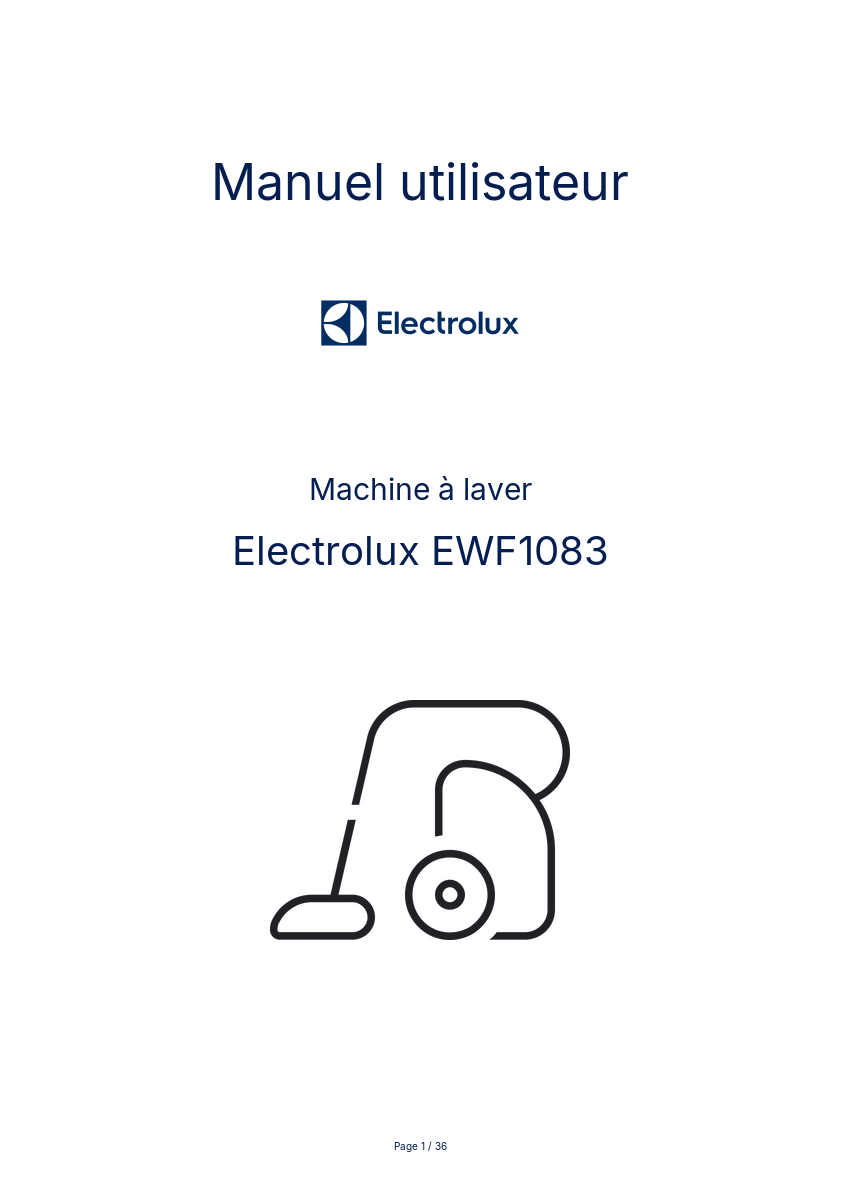 Page n°1 - Manuel utilisateur Electrolux EWF1083