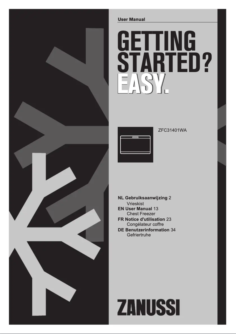 Page 1 de la notice Manuel utilisateur Zanussi ZFC 31401 WA