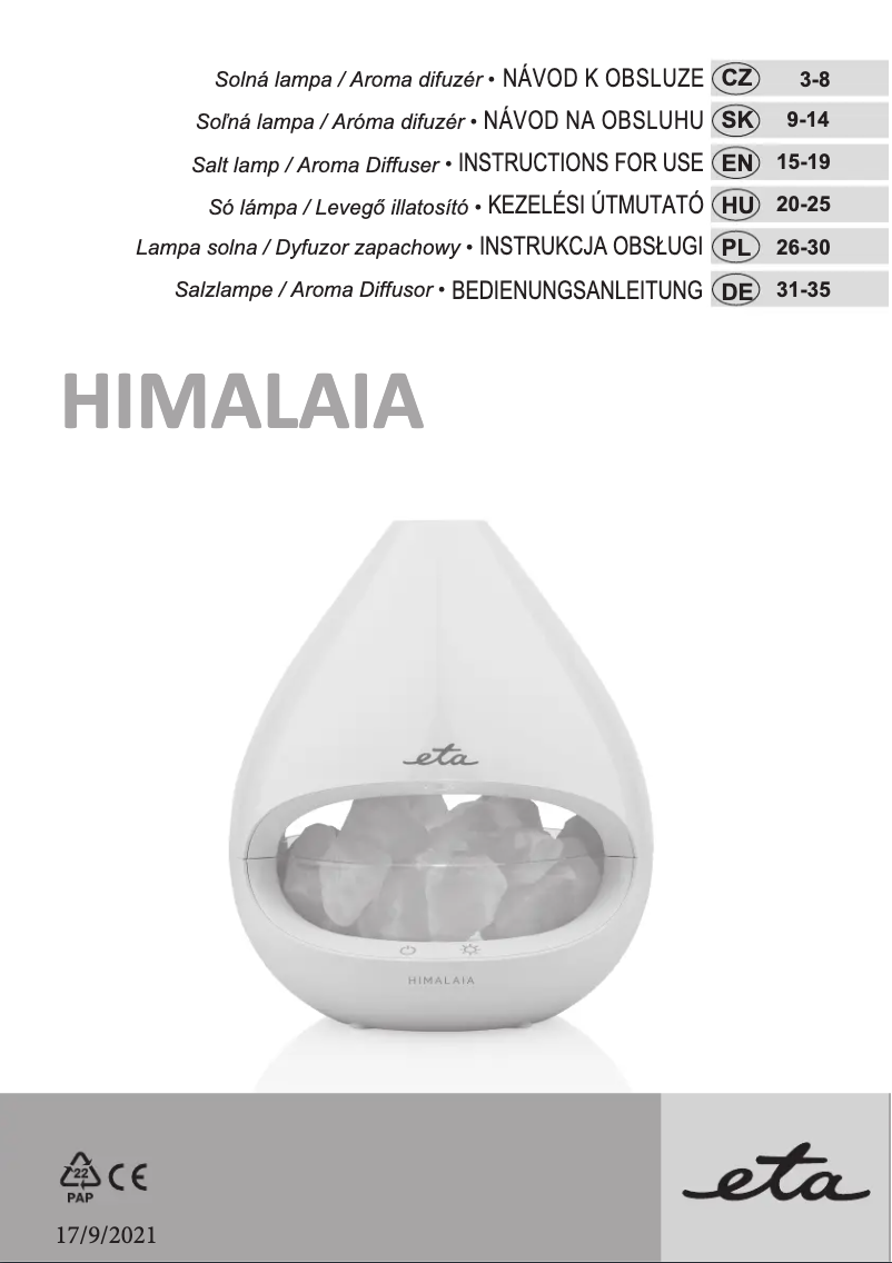 Image de la première page du manuel de l'appareil Himalaia