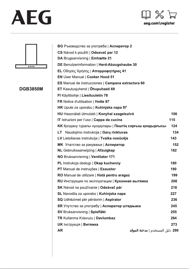 Page 1 de la notice Manuel utilisateur AEG DGB3850M